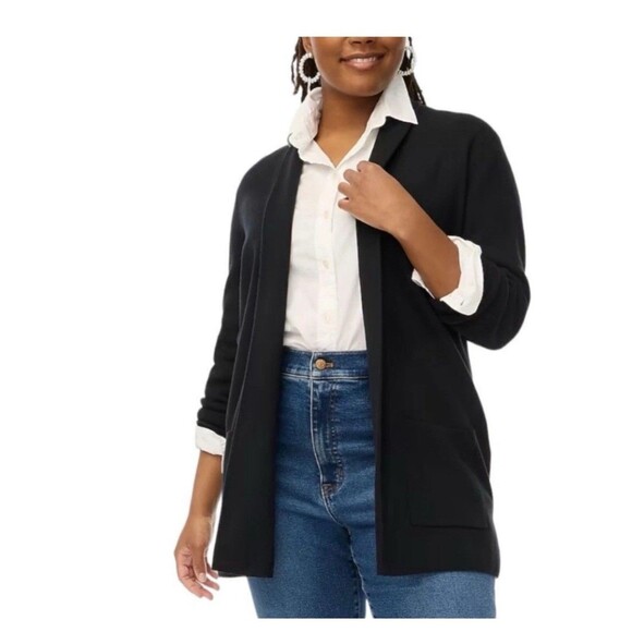 J.Crew $138 Chelsea Sweater Blazer in Black Medium Cardigan Boxy Top  BA866 - Picture 1 of 7